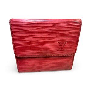 Louis Vuitton Elise Red Epi Leather Trifold Wallet